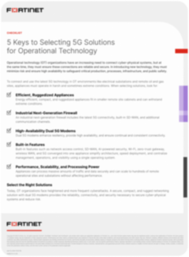 5 Keys to Selecting 5G Solutions for Operational Technology