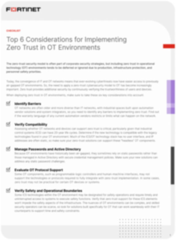 Top 6 Considerations for Implementing Zero Trust in OT Environments