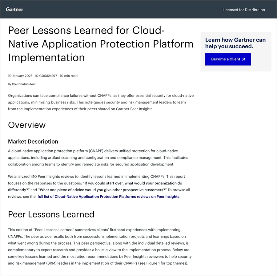 Gartner Peer Insights: Lessons Learned for CNAPP Implementation