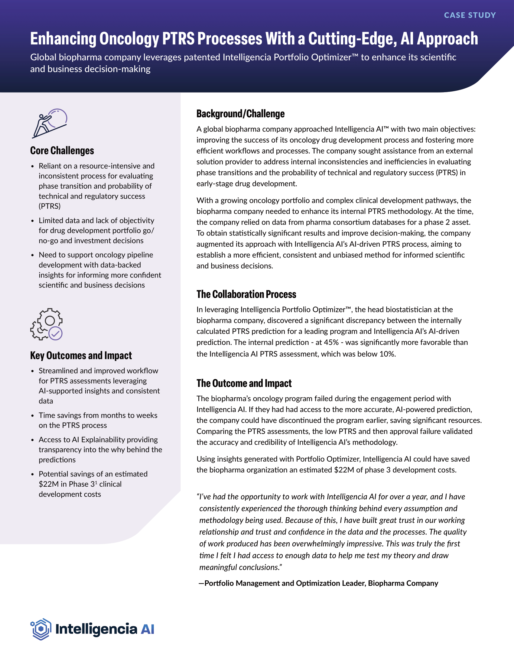 Enhancing Oncology PTRS Processes With a Cutting-Edge, AI Approach