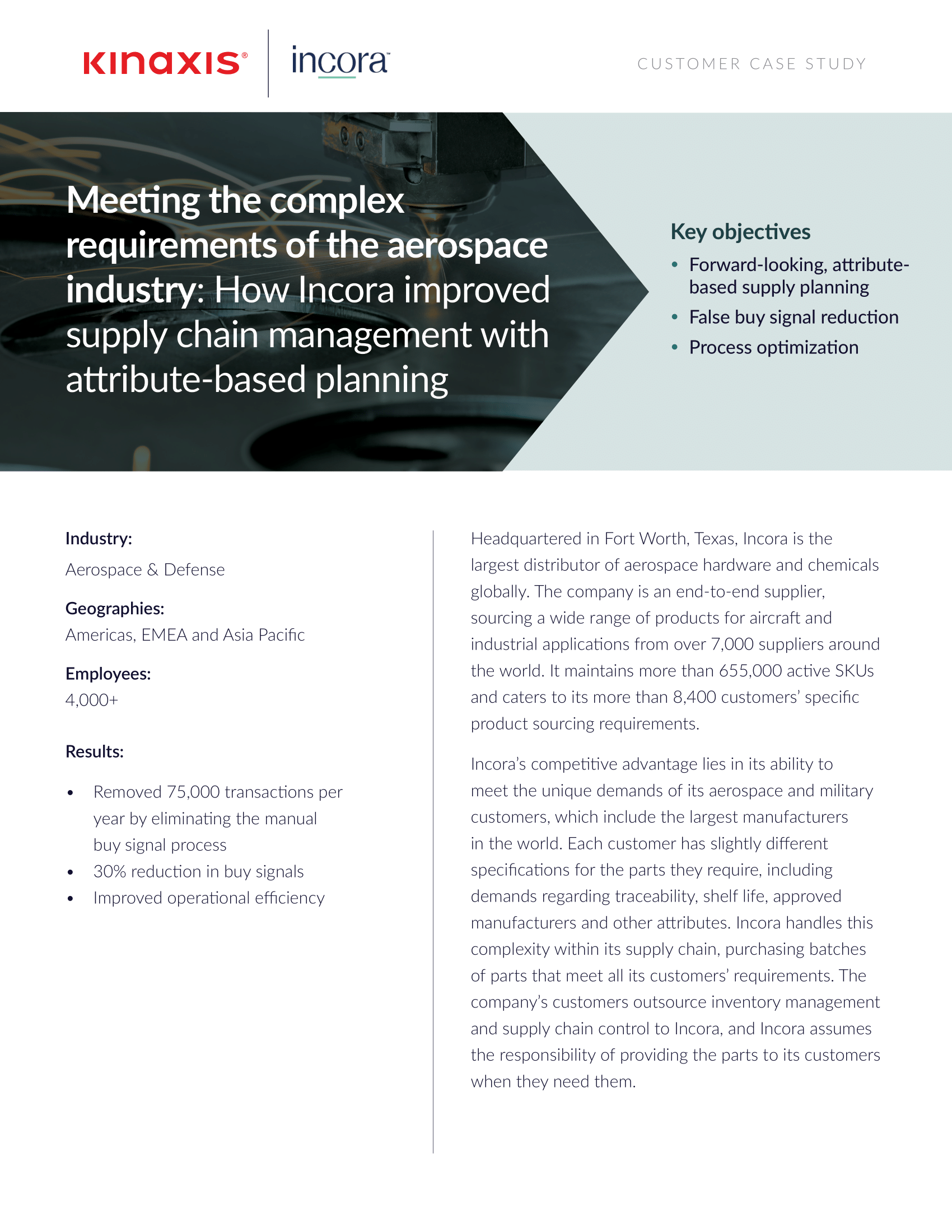 Meeting the complex requirements of the aerospace industry: How Incora improved supply chain management with attribute-based planning