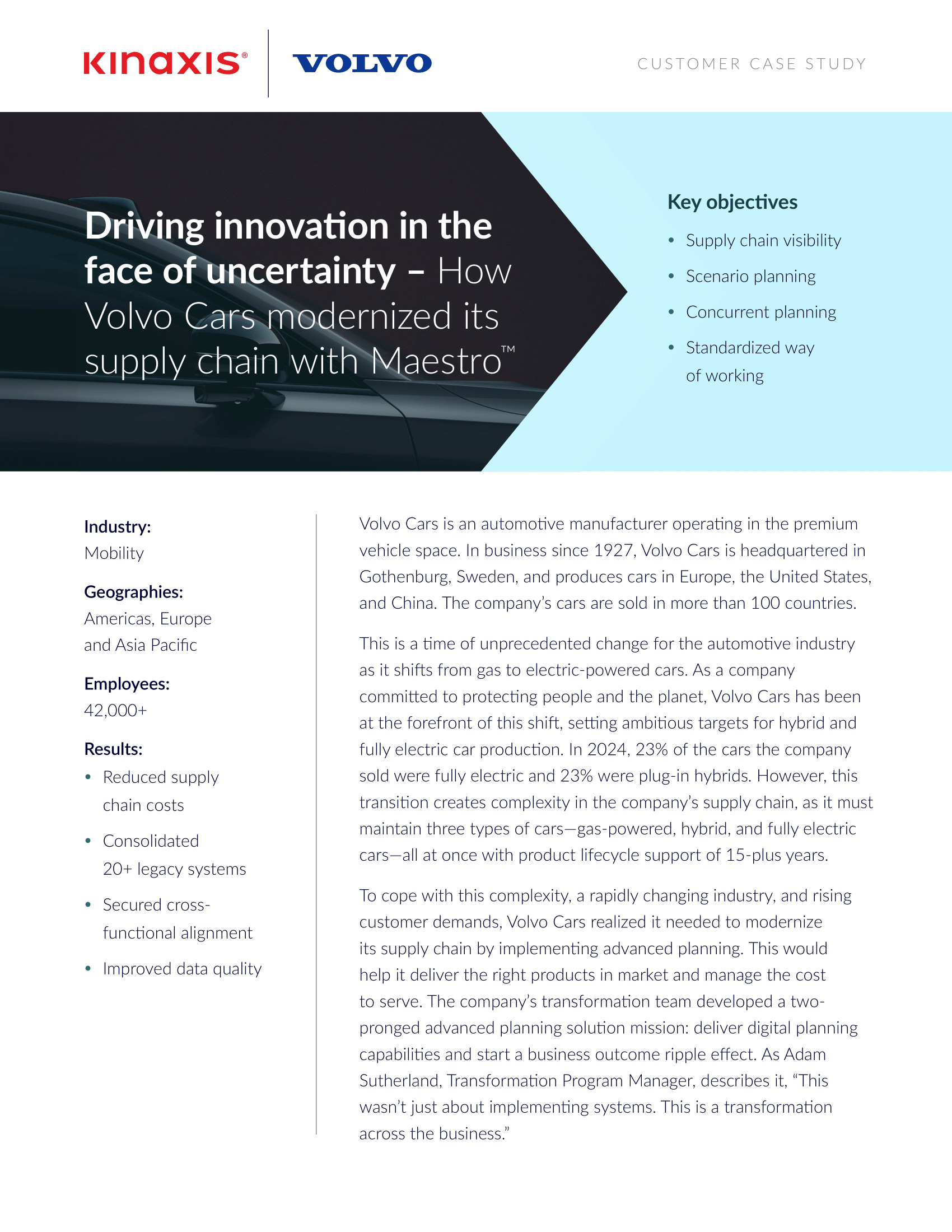 Driving innovation in the face of uncertainty – How Volvo Cars modernized its supply chain with Maestro™