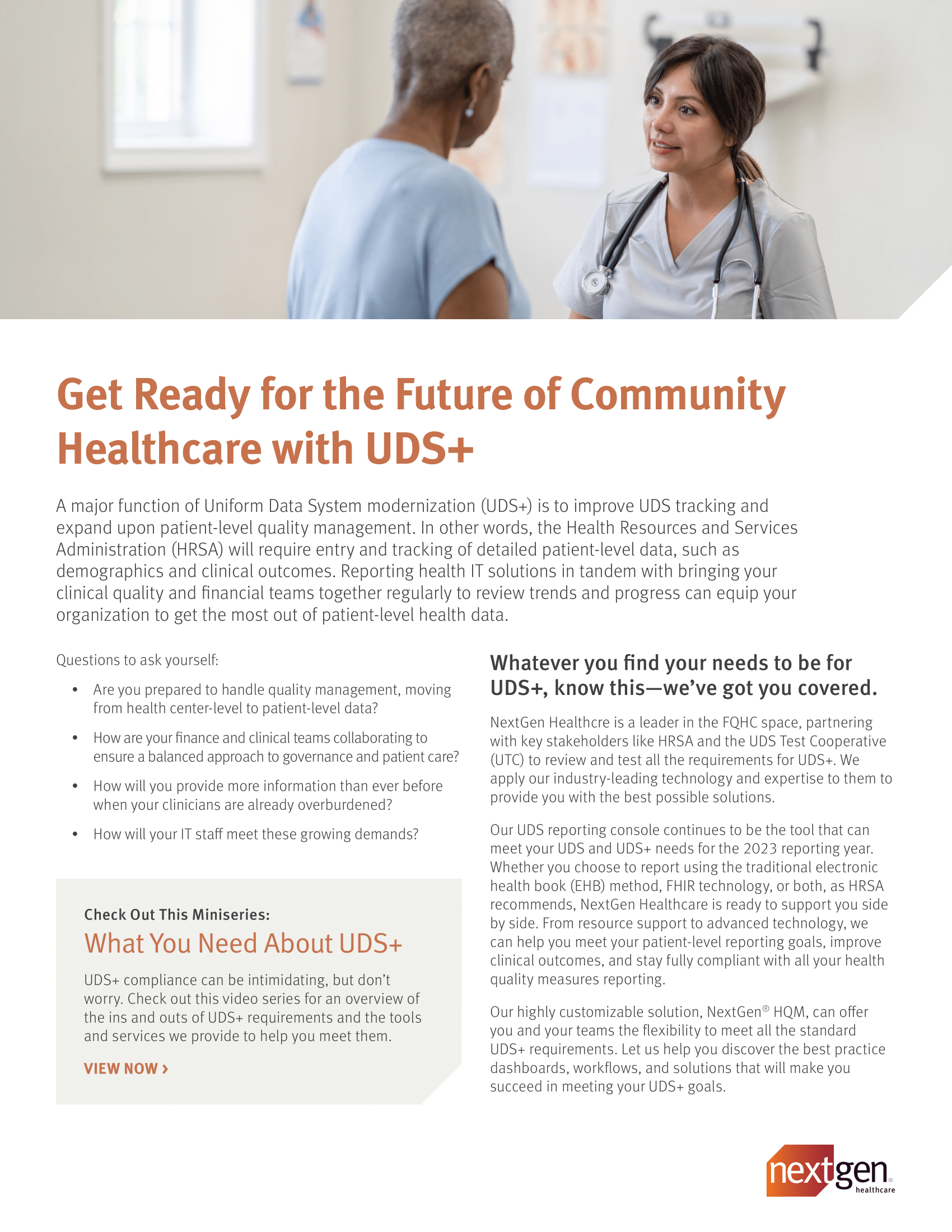 Get Ready for the Future of Community Healthcare with UDS+ Get Ready for the Future of Community Healthcare with UDS+