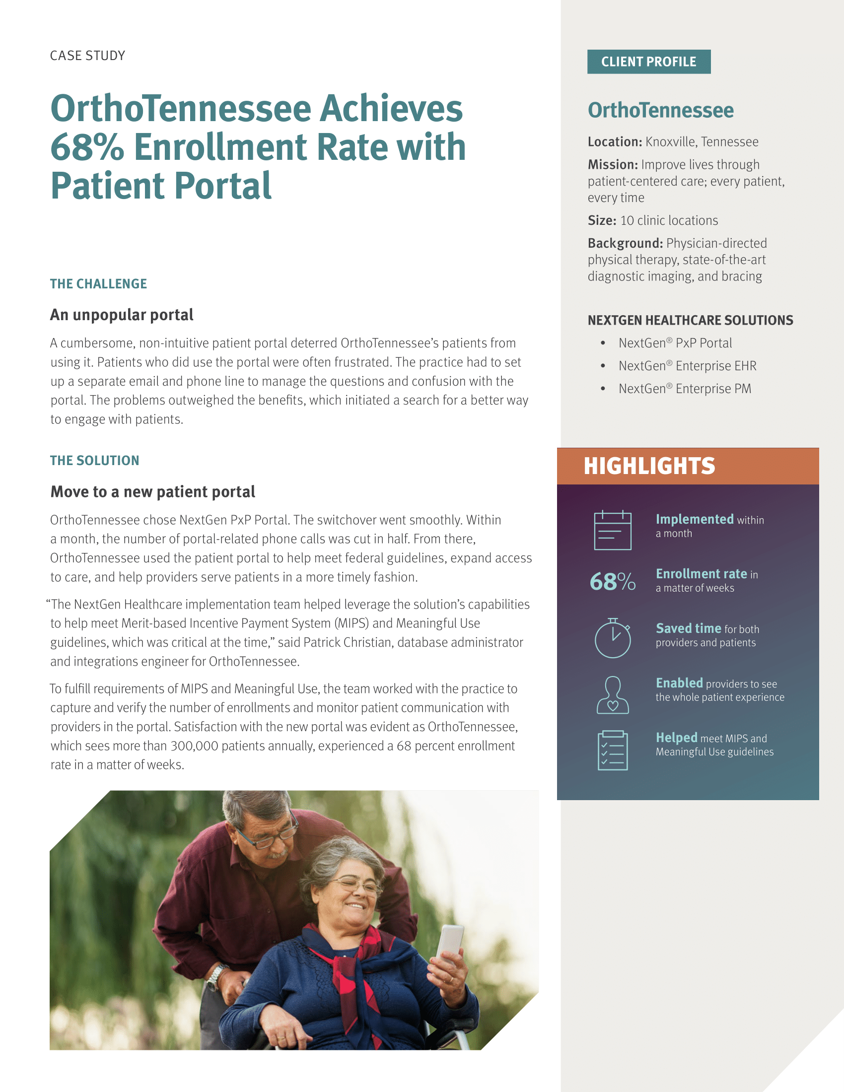 OrthoTennessee Achieves 68% Enrollment Rate with Patient Portal OrthoTennessee Achieves 68% Enrollment Rate with Patient Portal